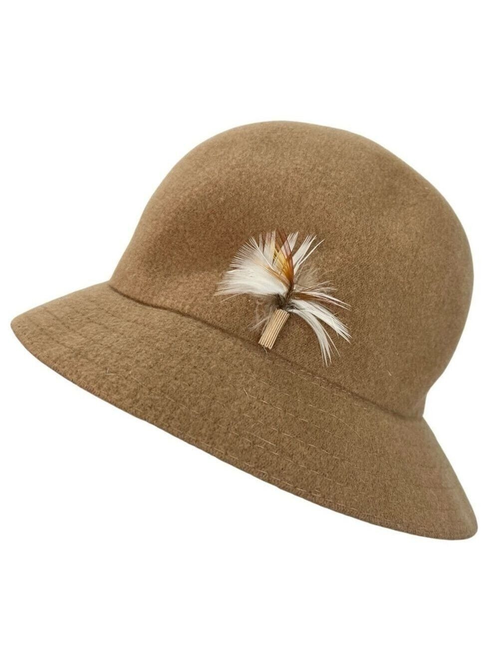 Vintage Aquascutum London classic preppy tan wool blend Kangol Adela bucket hat